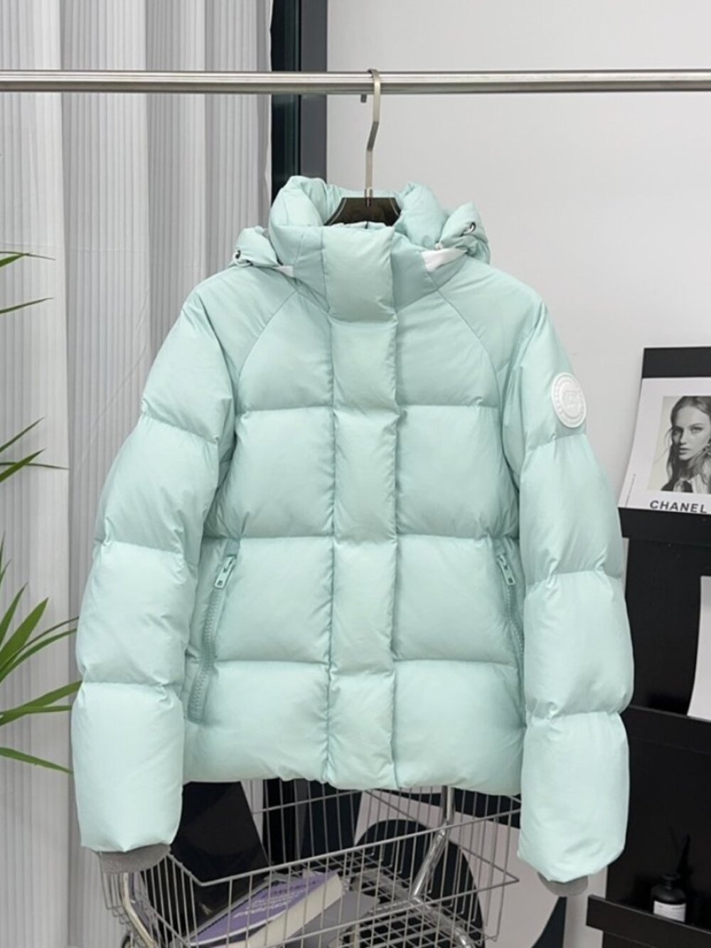 Canada Goose Mint Green Short Hooded Down Jacket